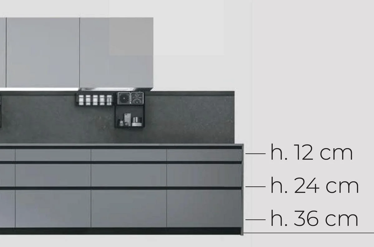 12+24+36 cm for drawers and deep drawers